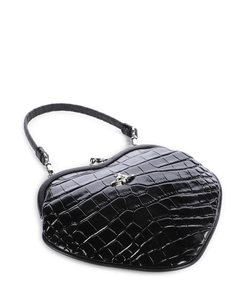 Vivienne Westwood Belle Heart Frame Embossed Croc Sac bandoulière black