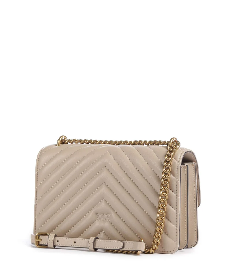 Pinko Love One Mini Sac porté épaule beige/grigio fumo/antique gold