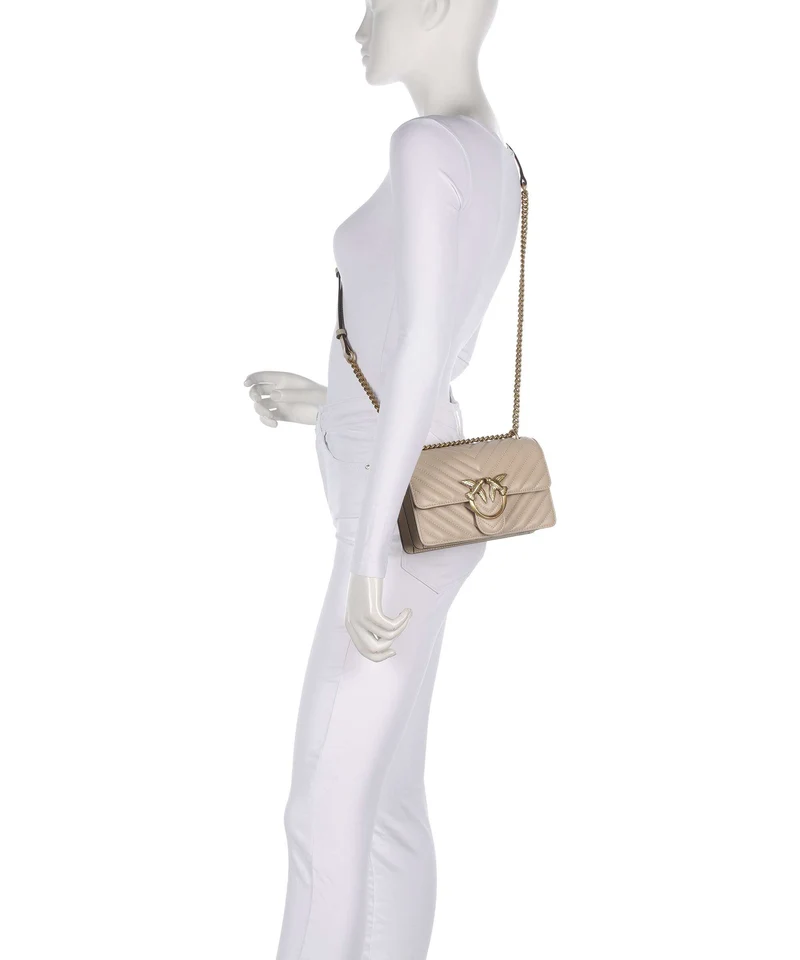 Pinko Love One Mini Sac porté épaule beige/grigio fumo/antique gold