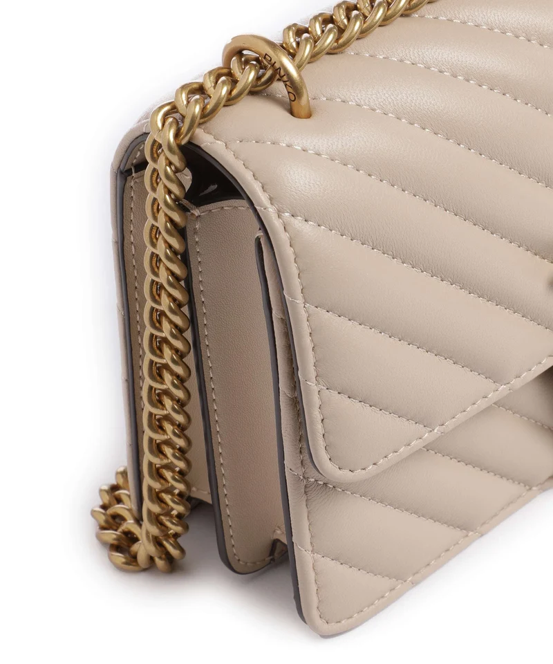 Pinko Love One Mini Sac porté épaule beige/grigio fumo/antique gold