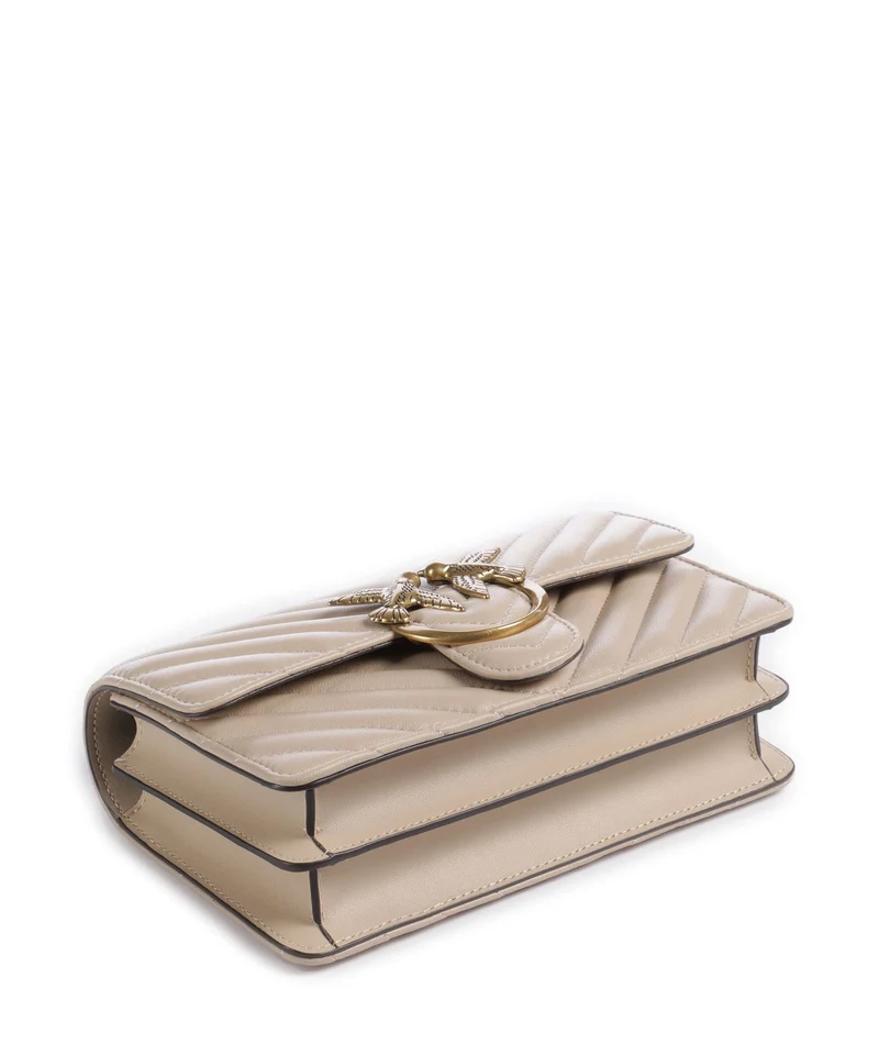 Pinko Love One Mini Sac porté épaule beige/grigio fumo/antique gold