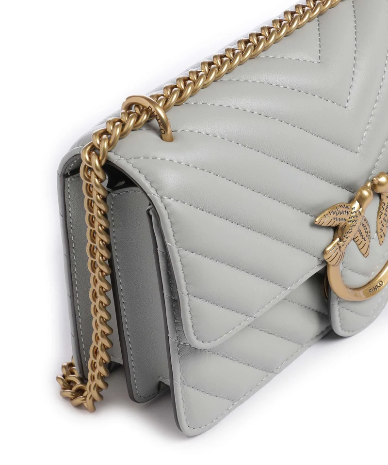 Pinko Love One Mini Sac porté épaule grigio perla/antique gold
