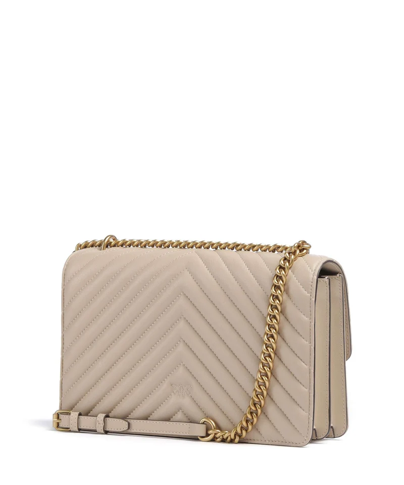 Pinko Love One Classic Sac porté épaule beige/grigio fumo/antique gold