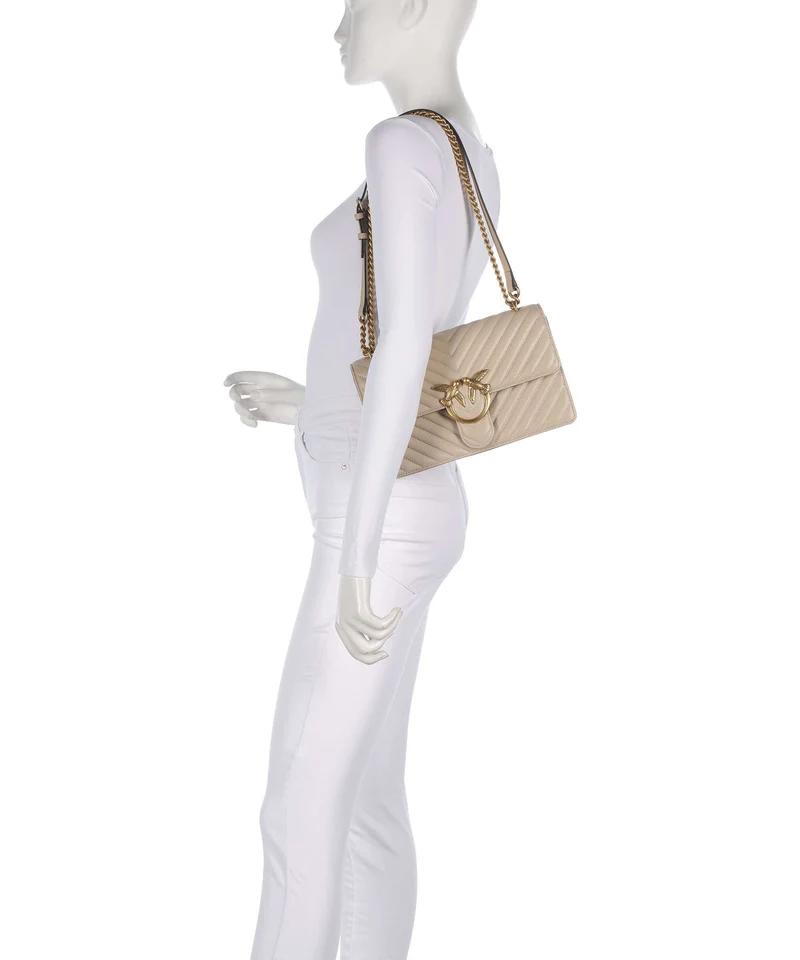 Pinko Love One Classic Sac porté épaule beige/grigio fumo/antique gold