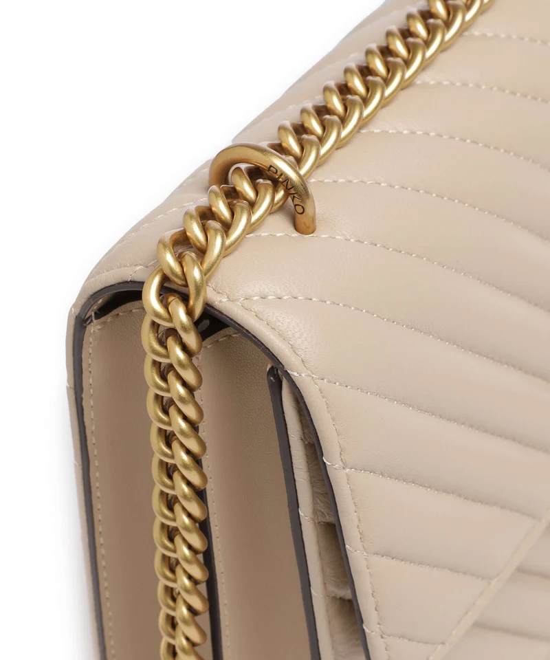 Pinko Love One Classic Sac porté épaule beige/grigio fumo/antique gold