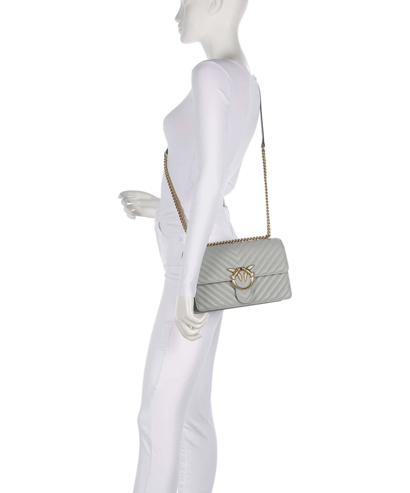 Pinko Love One Classic Sac porté épaule grigio perla/antique gold