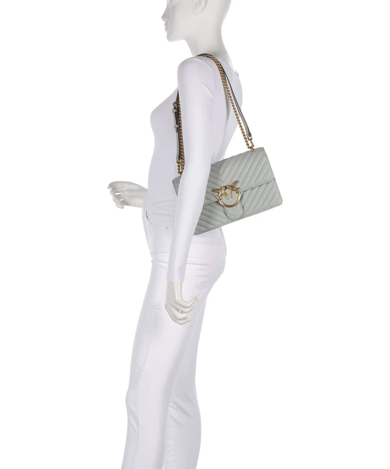 Pinko Love One Classic Sac porté épaule grigio perla/antique gold