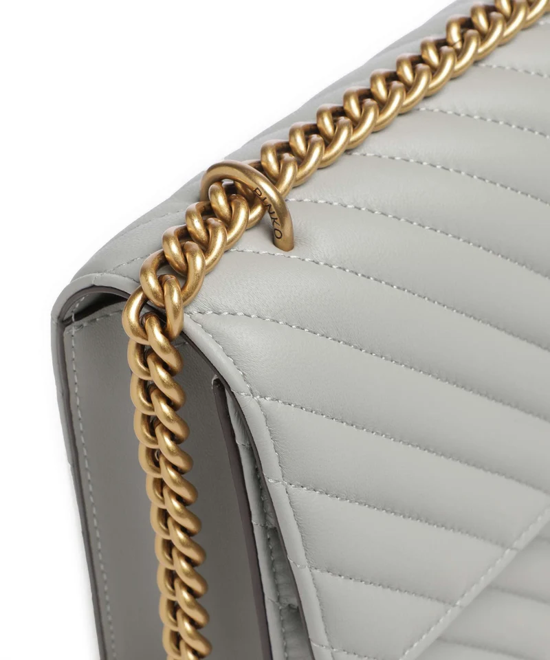 Pinko Love One Classic Sac porté épaule grigio perla/antique gold