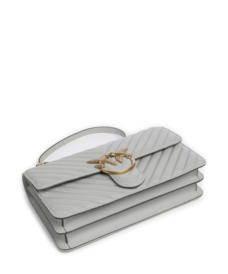 Pinko Love One Classic Sac porté épaule grigio perla/antique gold