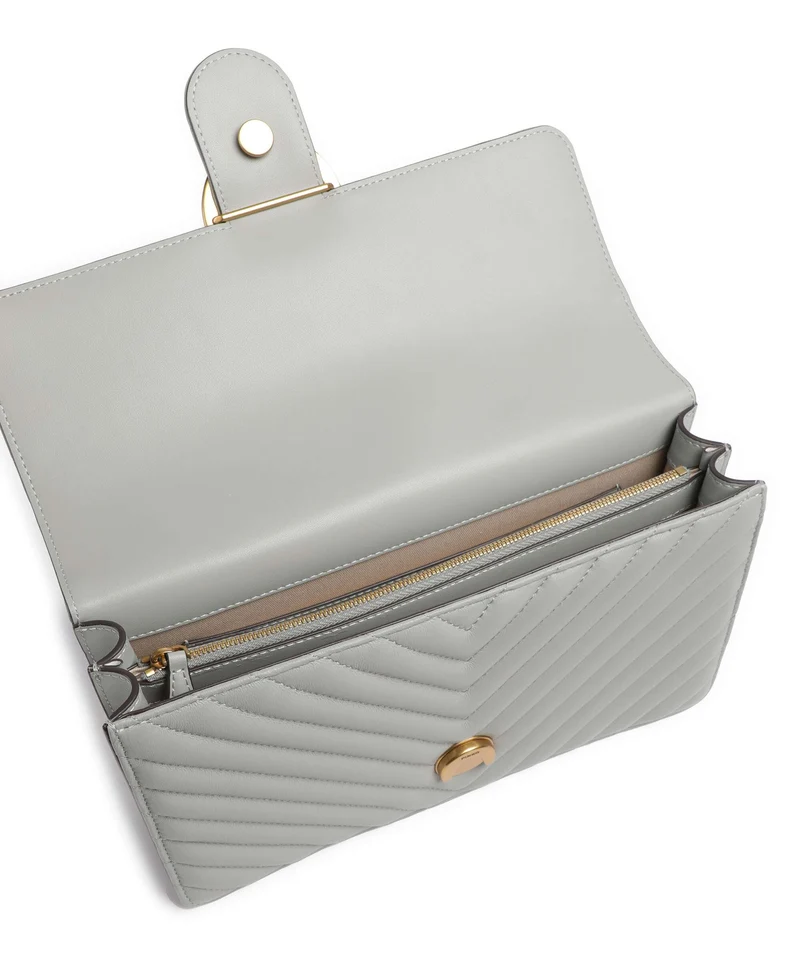 Pinko Love One Classic Sac porté épaule grigio perla/antique gold
