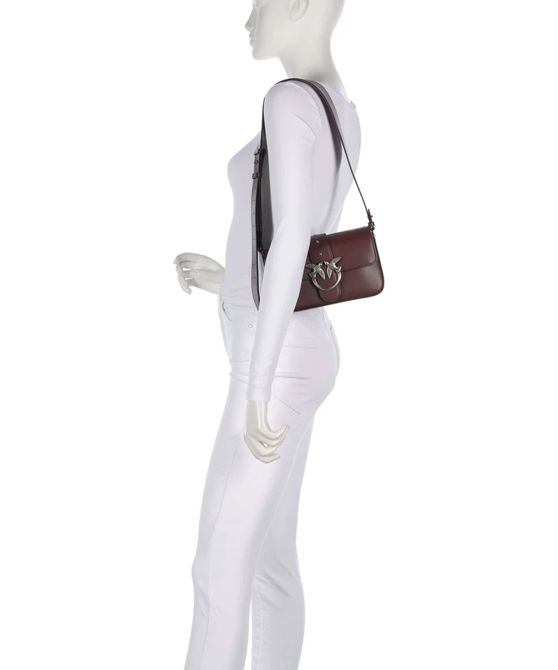 Pinko Love One Mini Slouchy Sac porté épaule burgundy wine/old silver