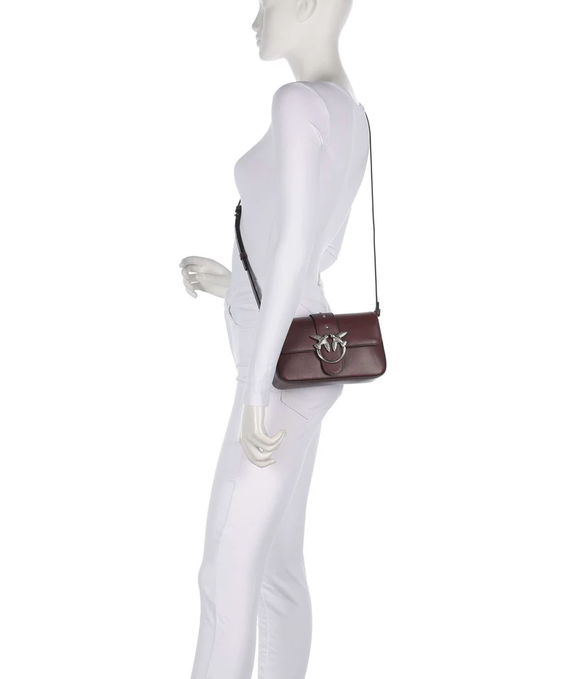 Pinko Love One Mini Slouchy Sac porté épaule burgundy wine/old silver