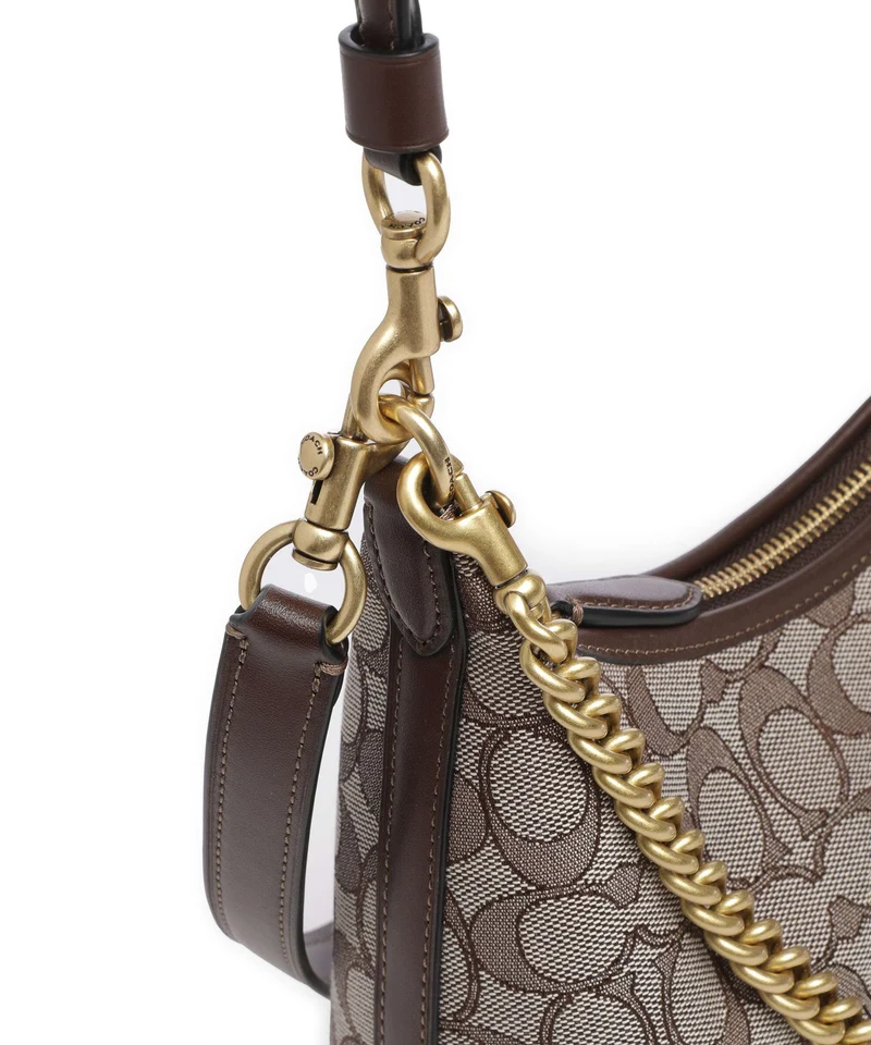 Coach Juliet Signature Jacquard 25 Sac porté épaule oak maple