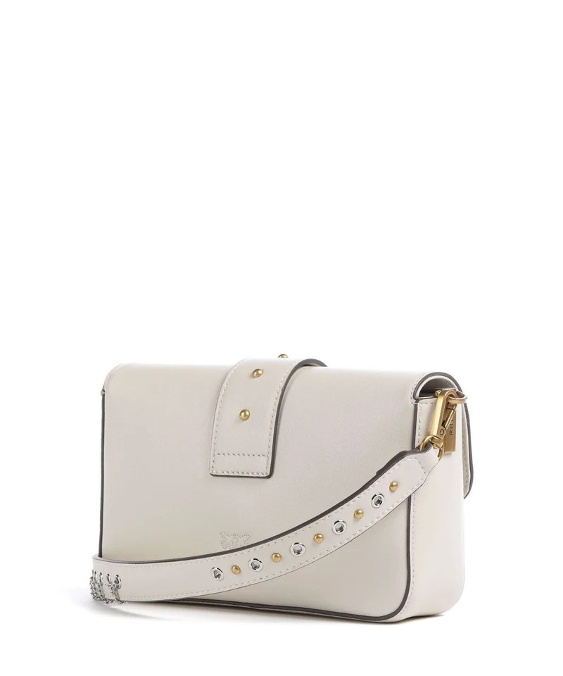 Pinko Love One Mini Slouchy Charms Sac bandoulière bianco seta/antique gold
