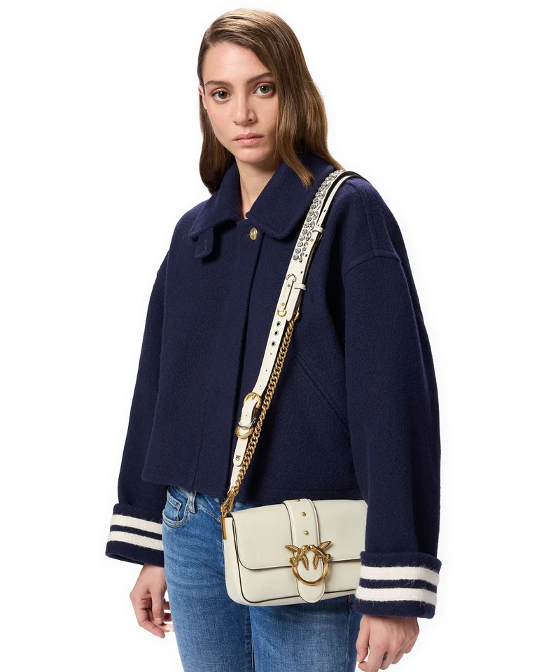 Pinko Love One Mini Slouchy Charms Sac bandoulière bianco seta/antique gold