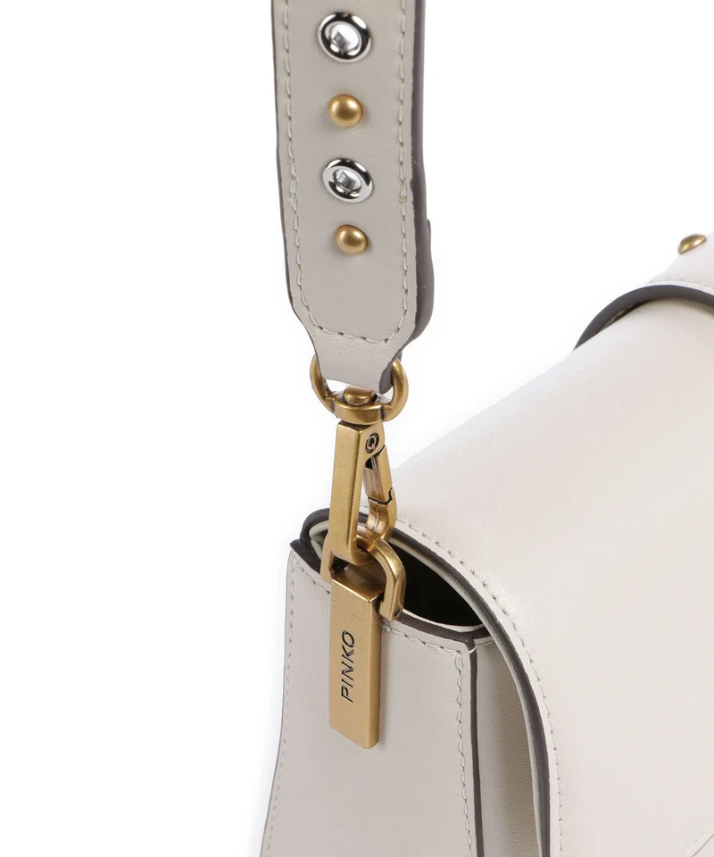 Pinko Love One Mini Slouchy Charms Sac bandoulière bianco seta/antique gold