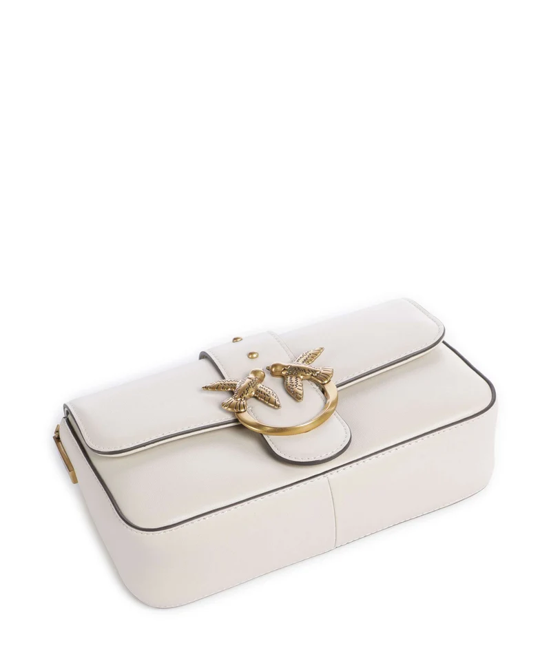 Pinko Love One Mini Slouchy Charms Sac bandoulière bianco seta/antique gold