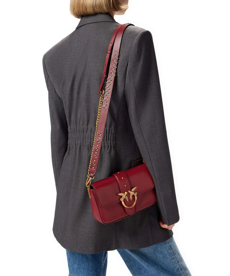 Pinko Love One Mini Slouchy Charms Sac bandoulière rosso lampone/antique gold
