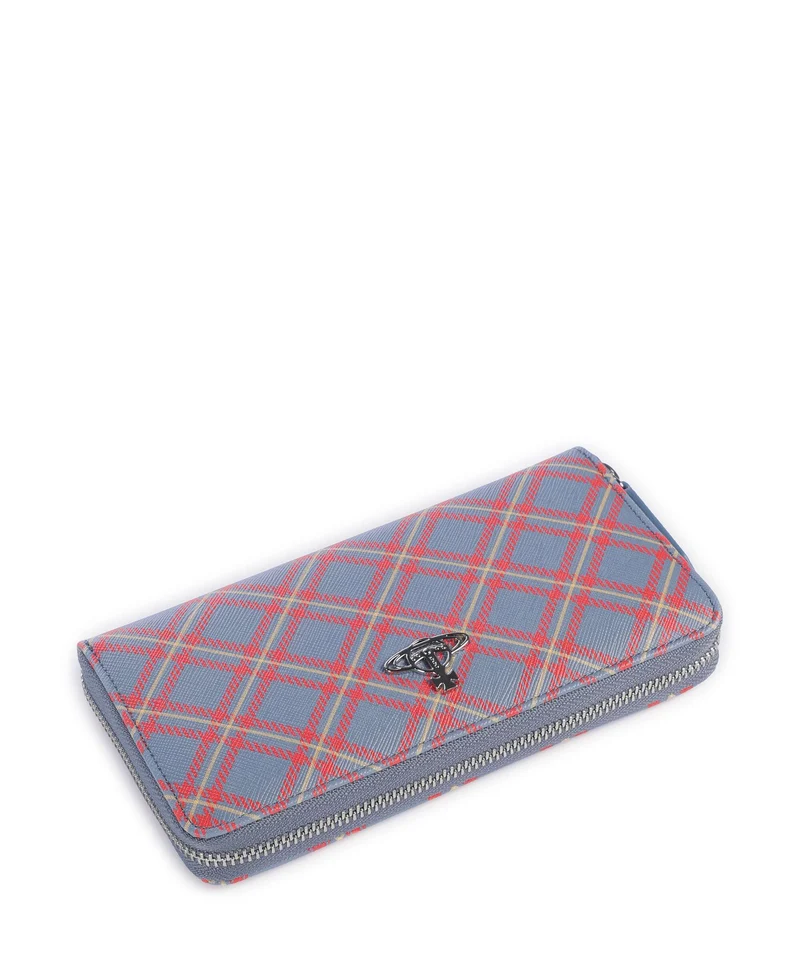 Vivienne Westwood Saffiano Printed Classic Portefeuille blue/orange tartan
