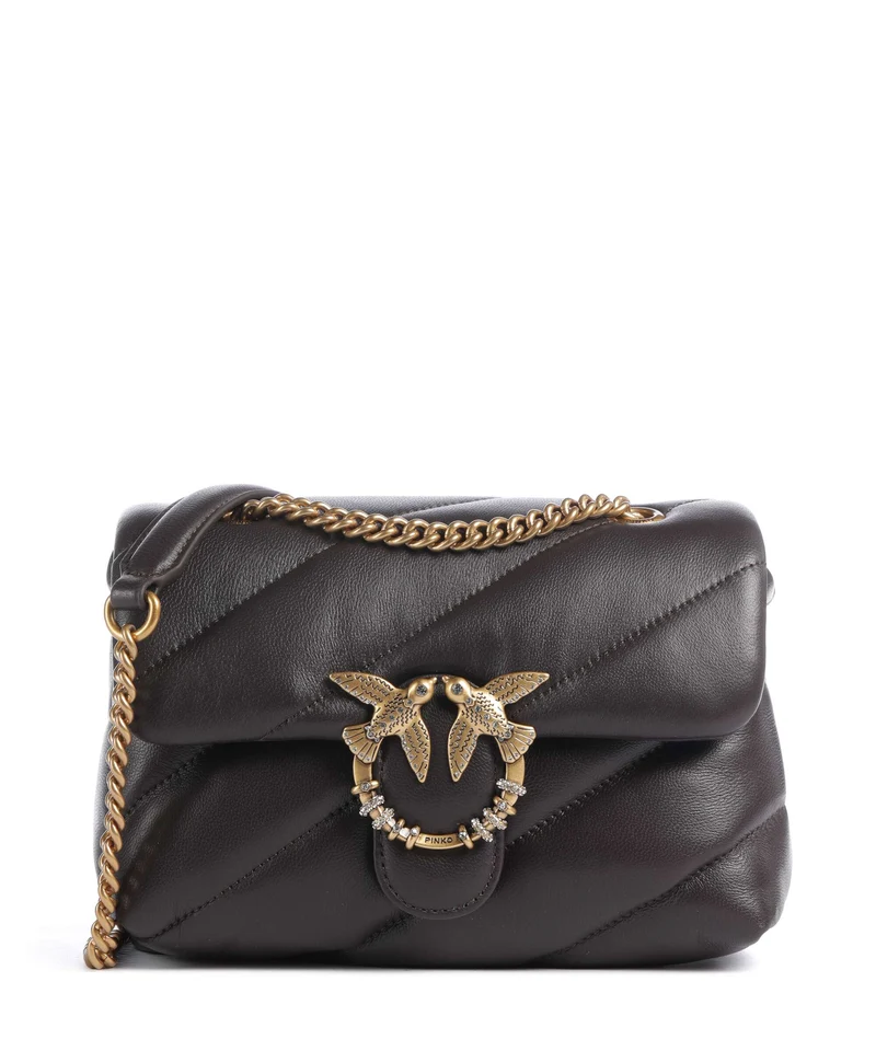 Pinko Love Puff Mini New Buckle Sac porté épaule marrone marasca/antique gold