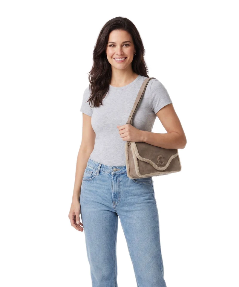 Coccinelle C-Me Softy Suede Sac porté épaule warm taupe