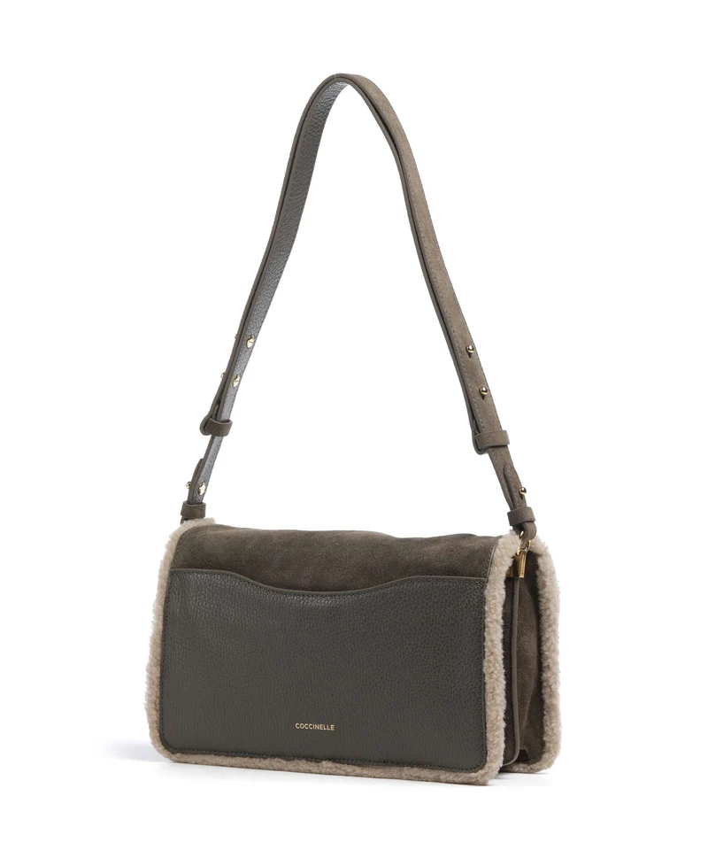 Coccinelle C-Me Softy Suede Sac porté épaule fango/warm taupe