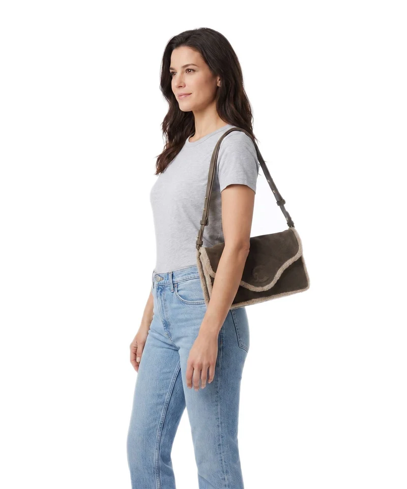 Coccinelle C-Me Softy Suede Sac porté épaule fango/warm taupe