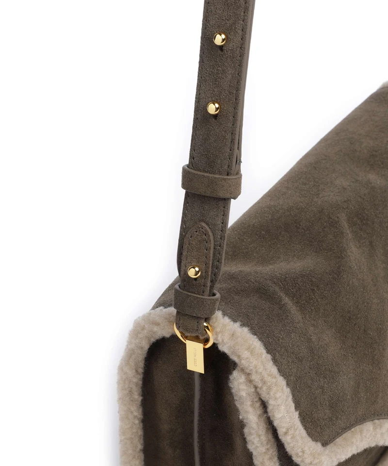 Coccinelle C-Me Softy Suede Sac porté épaule fango/warm taupe
