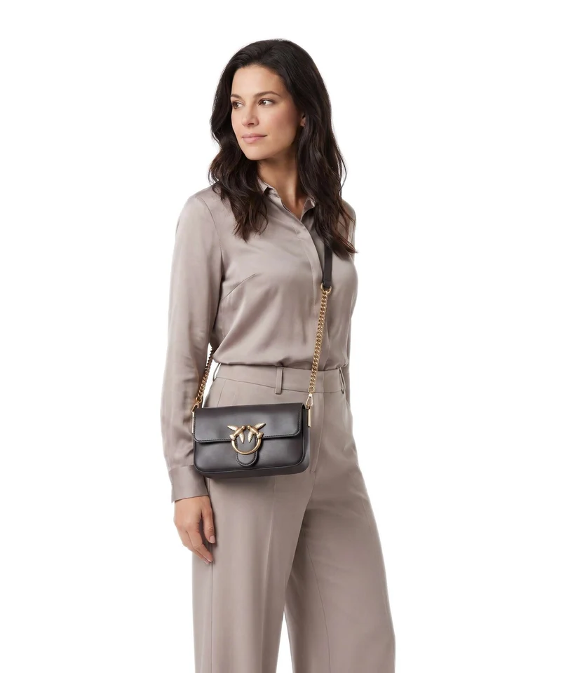 Pinko Love One Mini Slouchy Sac bandoulière marrone marasca/antique gold