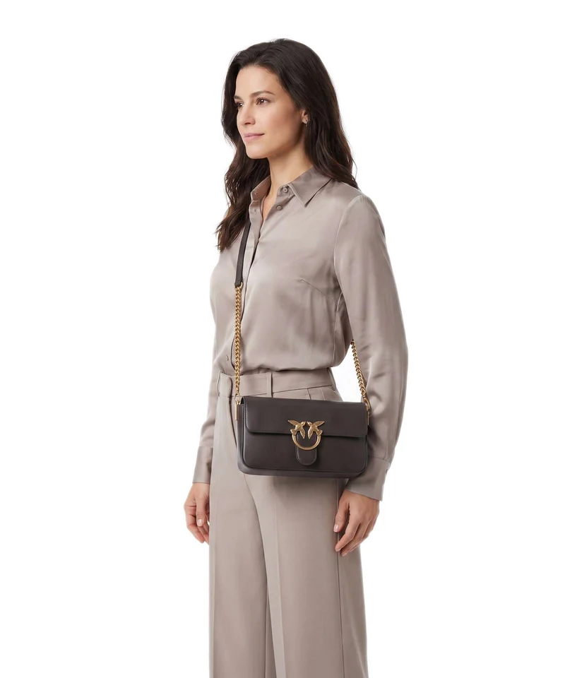 Pinko Love One Classic Slouchy Sac bandoulière marrone marasca/antique gold