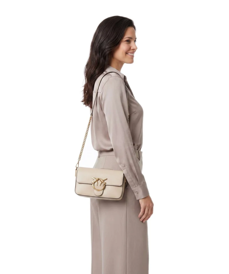 Pinko Love One Mini Slouchy Sac bandoulière beige/grigio fumo/antique gold