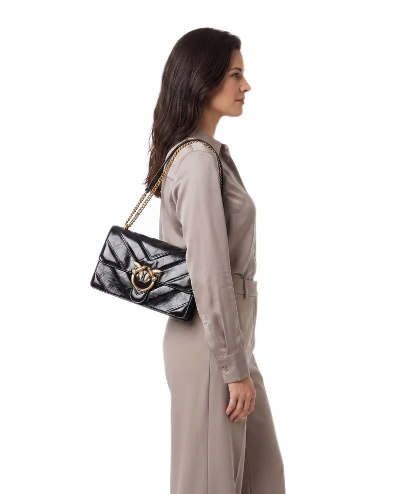 Pinko Love One Classic Sac porté épaule nero/antique gold
