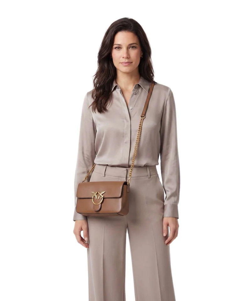 Pinko Love One Classic Slouchy Sac bandoulière marrone cognac/antique gold