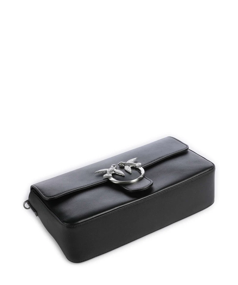 Pinko Love One Classic Slouchy Sac bandoulière nero limousine/matt silver