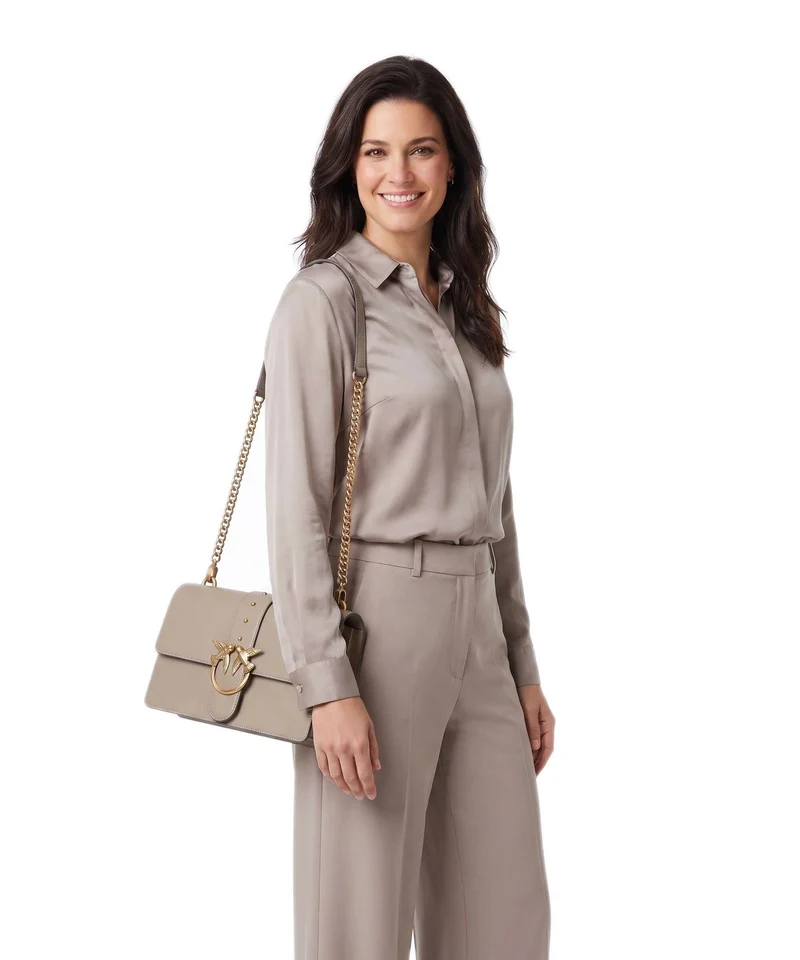 Pinko Love One Classic Sac bandoulière grigio talpa/antique gold