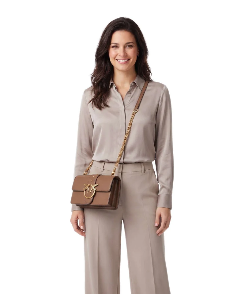Pinko Love One Mini Sac bandoulière marrone cognac/antique gold