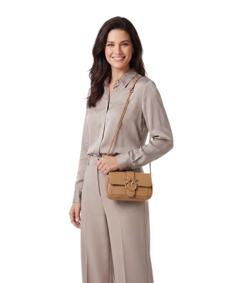 Pinko Love One Pocket Portefeuille grigio talpa/antique gold