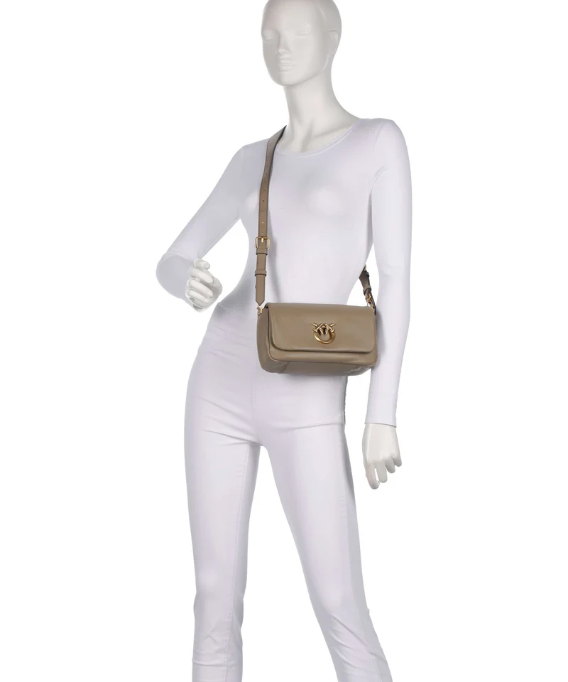 Pinko Click Soft Horizontal Mini Sac bandoulière grigio talpa/antique gold