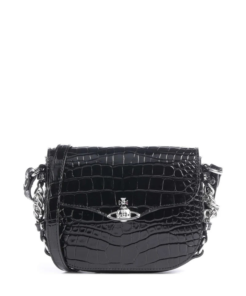 Vivienne Westwood Hunter Embossed Croc Sac bandoulière black