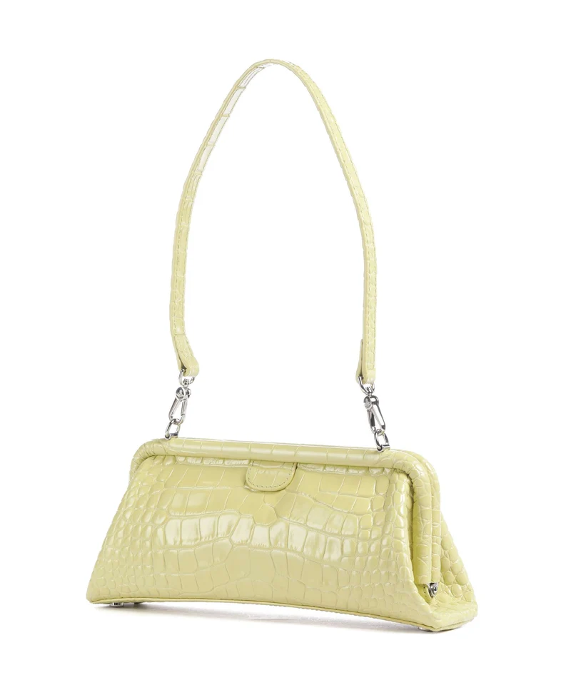 Vivienne Westwood Jane Frame Embossed Croc Sac porté épaule lime green