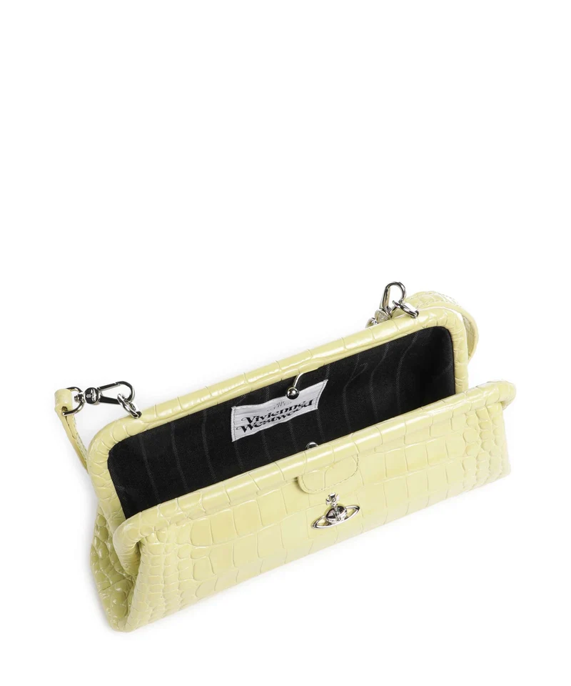 Vivienne Westwood Jane Frame Embossed Croc Sac porté épaule lime green
