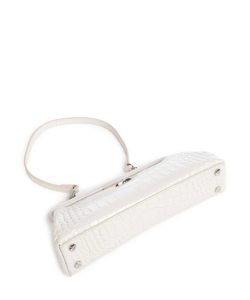 Vivienne Westwood Jane Frame Embossed Croc Sac porté épaule pearl white