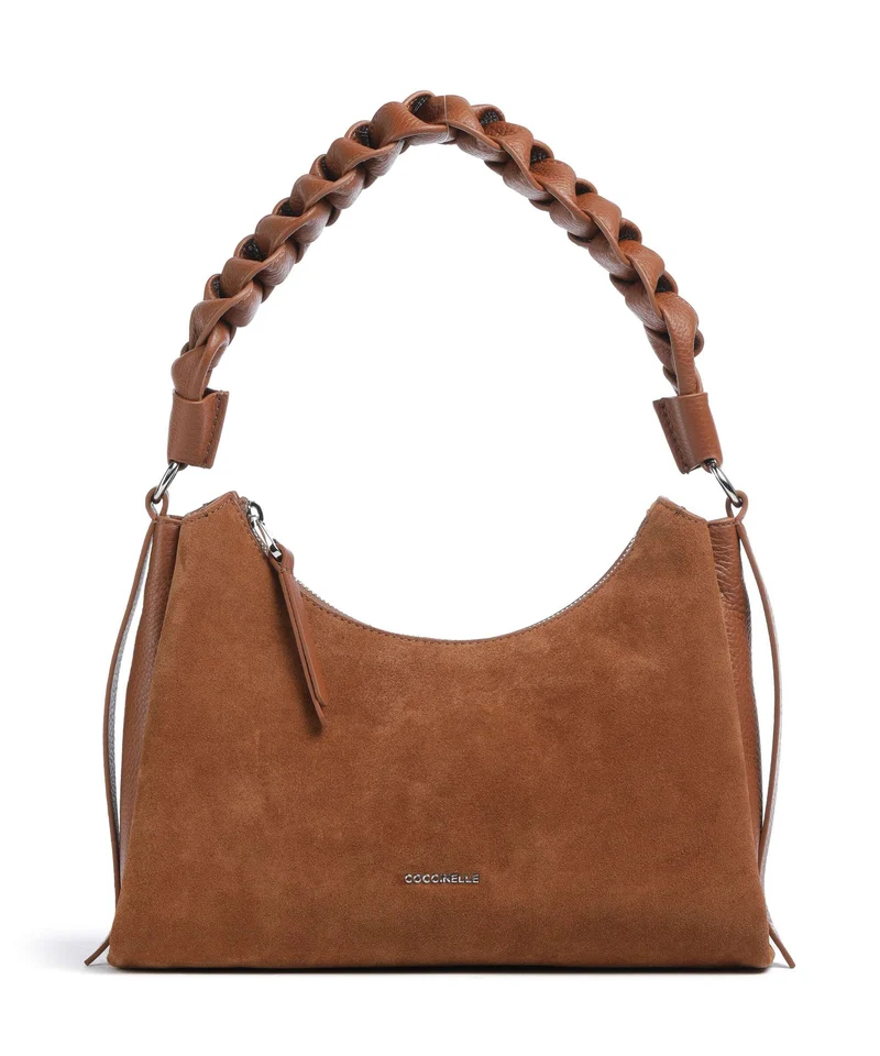 Coccinelle Boheme Suede Sac porté épaule cognac
