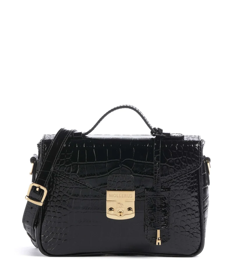 Maison Mollerus Croco Meyrin Sac bandoulière classic schwarz