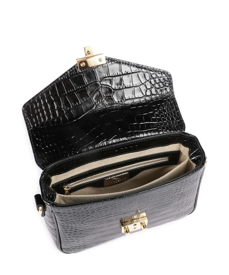 Maison Mollerus Croco Meyrin Sac bandoulière classic schwarz