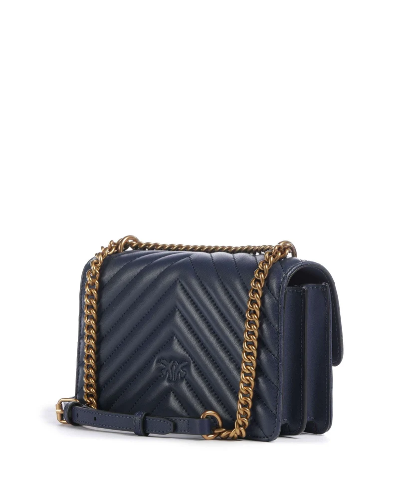 Pinko Love One Mini Sac porté épaule blu indaco ombroso/antique gold