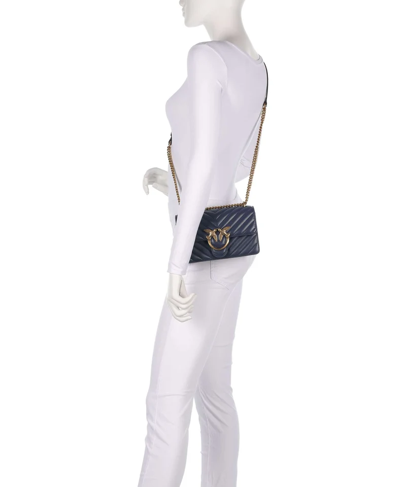 Pinko Love One Mini Sac porté épaule blu indaco ombroso/antique gold