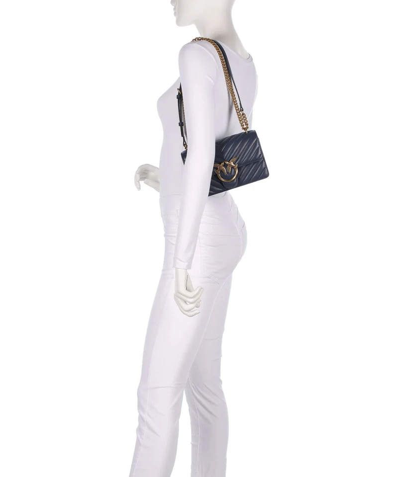 Pinko Love One Mini Sac porté épaule blu indaco ombroso/antique gold