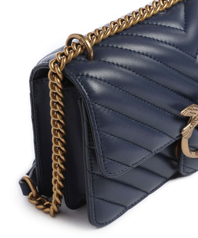 Pinko Love One Mini Sac porté épaule blu indaco ombroso/antique gold