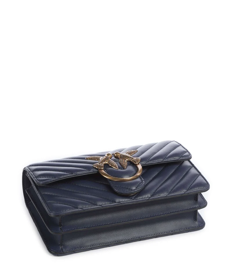 Pinko Love One Mini Sac porté épaule blu indaco ombroso/antique gold